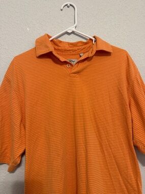 Callaway Orange Narrow-Striped Polo